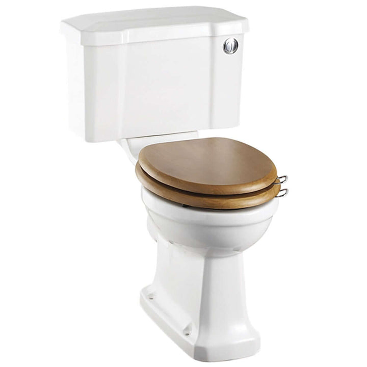 Burlington White Rimless Close Coupled WC Toilet Pan with 520 Front Push Button Cistern