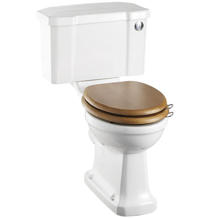 Burlington White Close Coupled Toilet Pan With Front Push Button Cistern