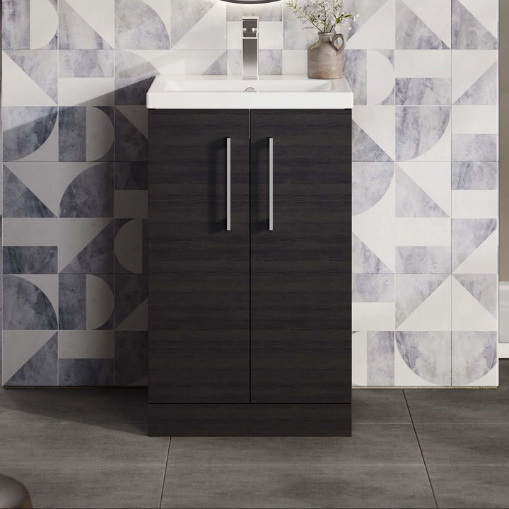 Nuie Arno Compact Floor Standing 2-Door Vanity Unit with Basin