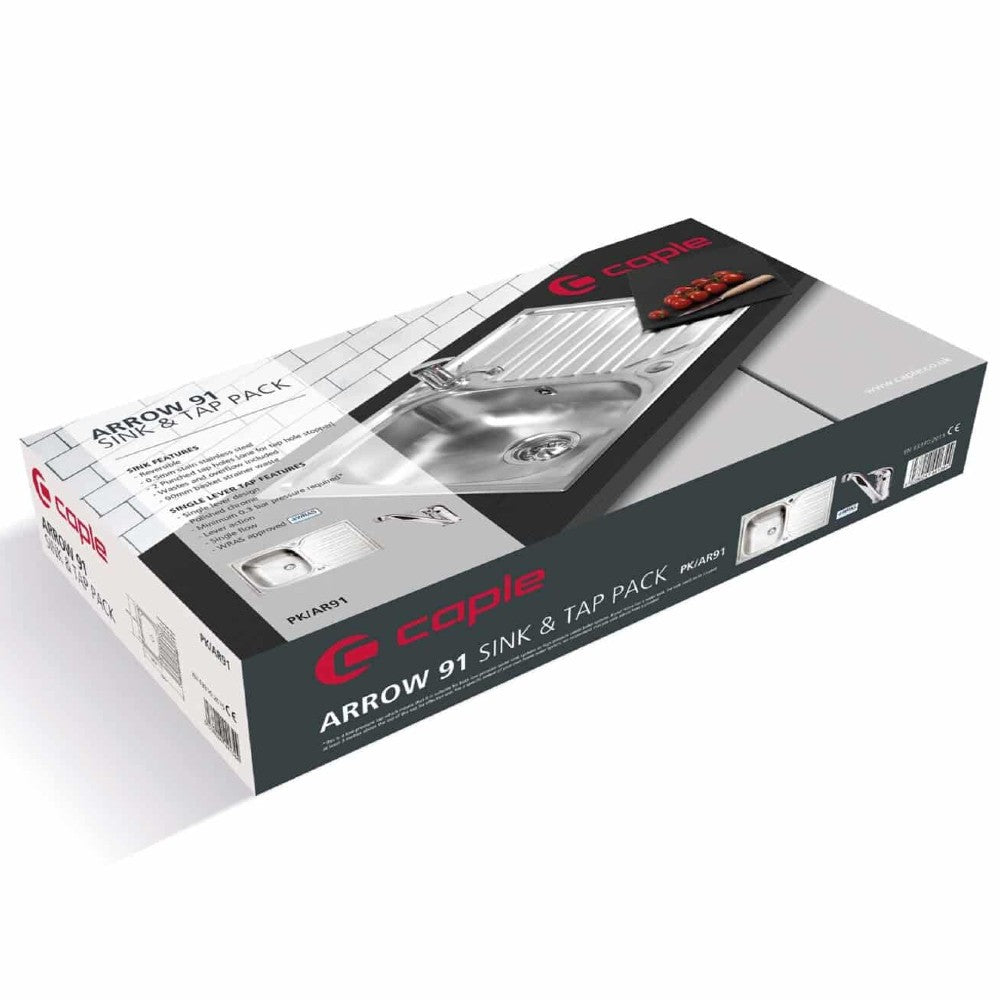 Caple Arrow 1.0 Bowl Satin Stainless Steel Kitchen Sink & Tap PK/AR91