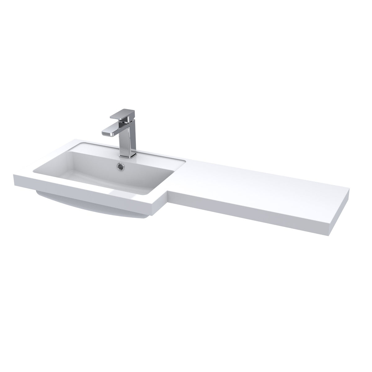 Hudson Reed Fusion White 1000mm Left Hand L-Shaped 1 Tap Hole Polymarble Basin PMB412L