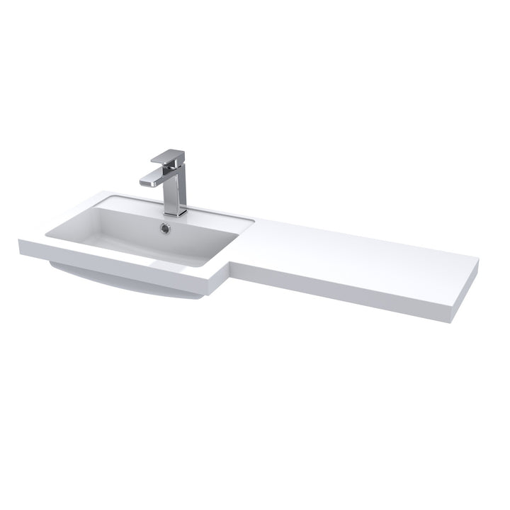 Hudson Reed Fusion White 1000mm Left Hand L-Shaped 1 Tap Hole Polymarble Basin PMB412L