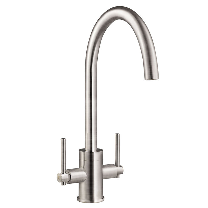 Harlyn Penpol Chrome Twin Lever J Spout Kitchen Tap - Penpol-CH
