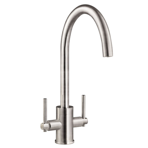 Harlyn Penpol Chrome Twin Lever J Spout Kitchen Tap - Penpol-CH