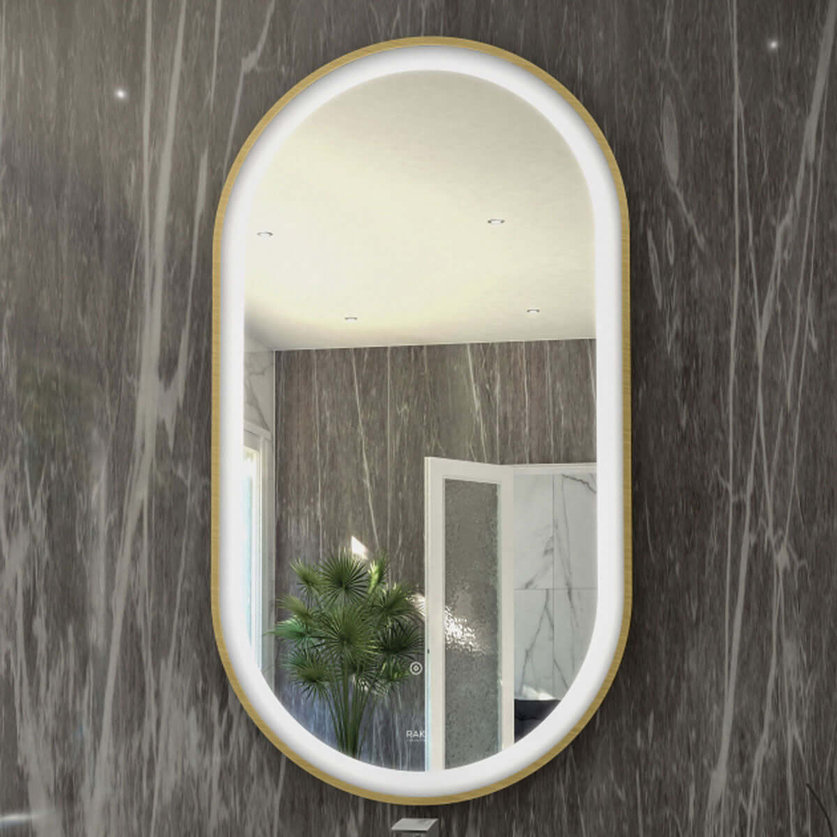 RAK Art 450x1000 Oval Illuminated Bathroom LED Mirror With Demister