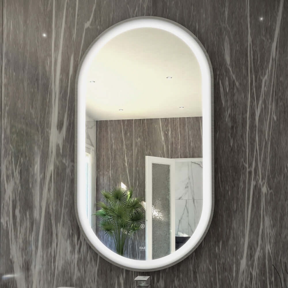RAK Art 450x1000 Oval Illuminated Bathroom LED Mirror With Demister