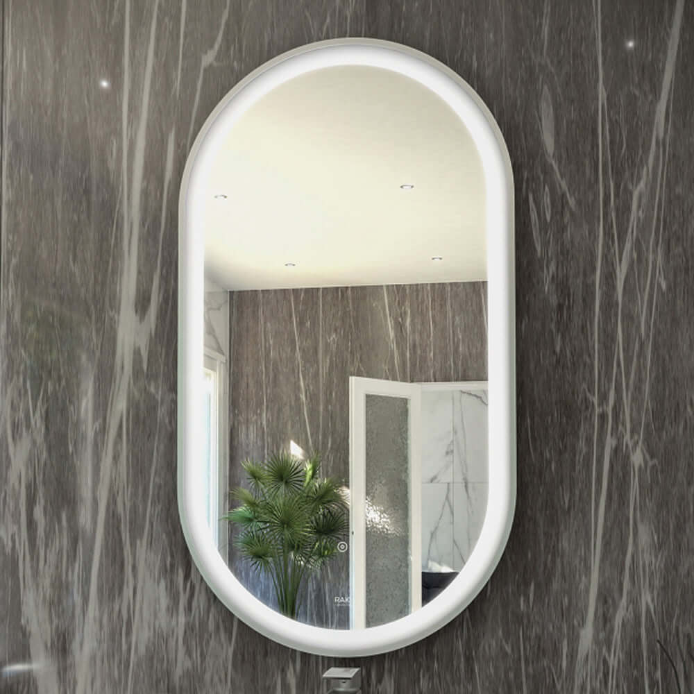 RAK Art 450x1000 Oval Illuminated Bathroom LED Mirror With Demister