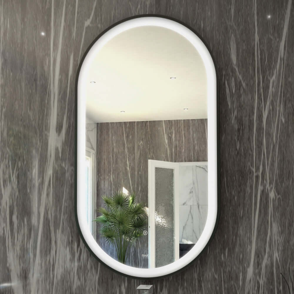 RAK Art 450x1000 Oval Illuminated Bathroom LED Mirror With Demister