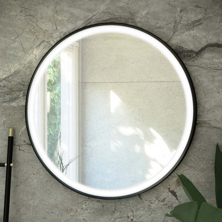 RAK Art Round 600x600 Illuminated Bathroom LED Mirror With Dem