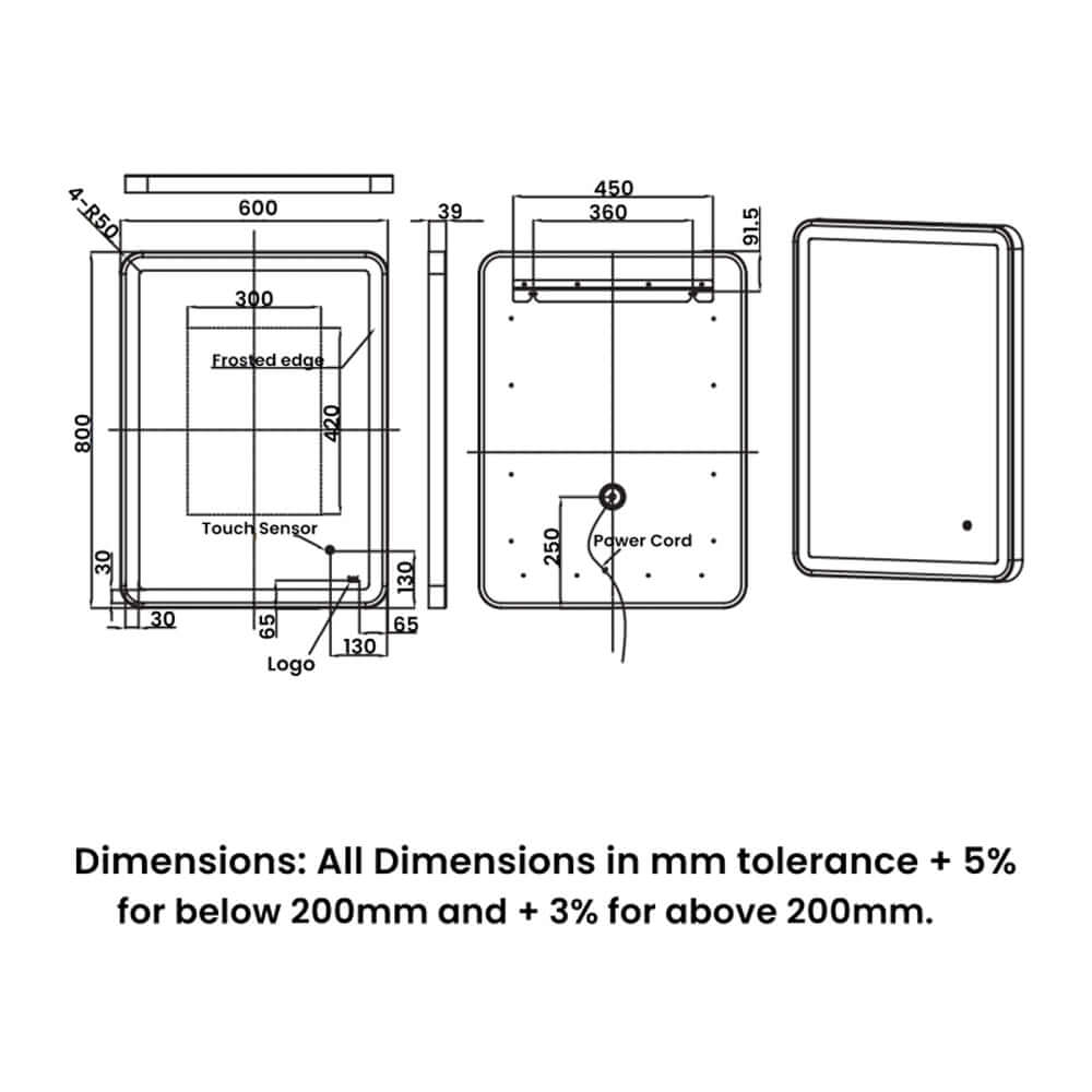 RAK Art Soft 600x800 Rectangular LED Illuminated Bathroom Mirror