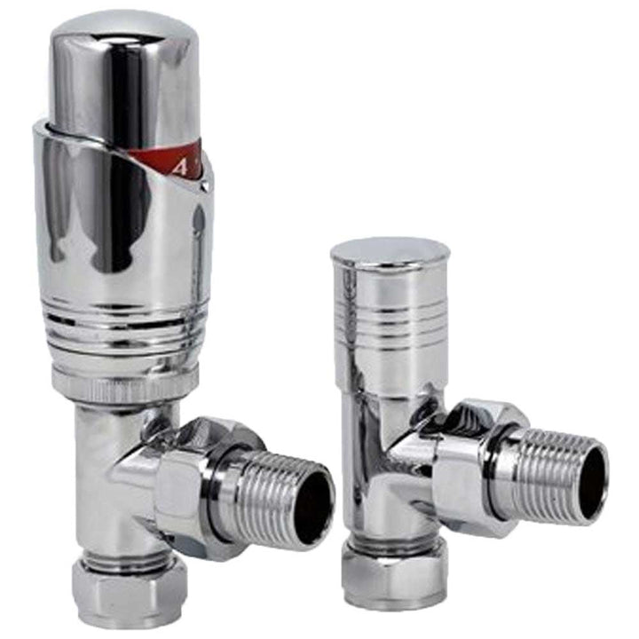 RAK Thermostatic Chrome Angled TRV8 Radiator Valve Pack RAKCTRV01CPA