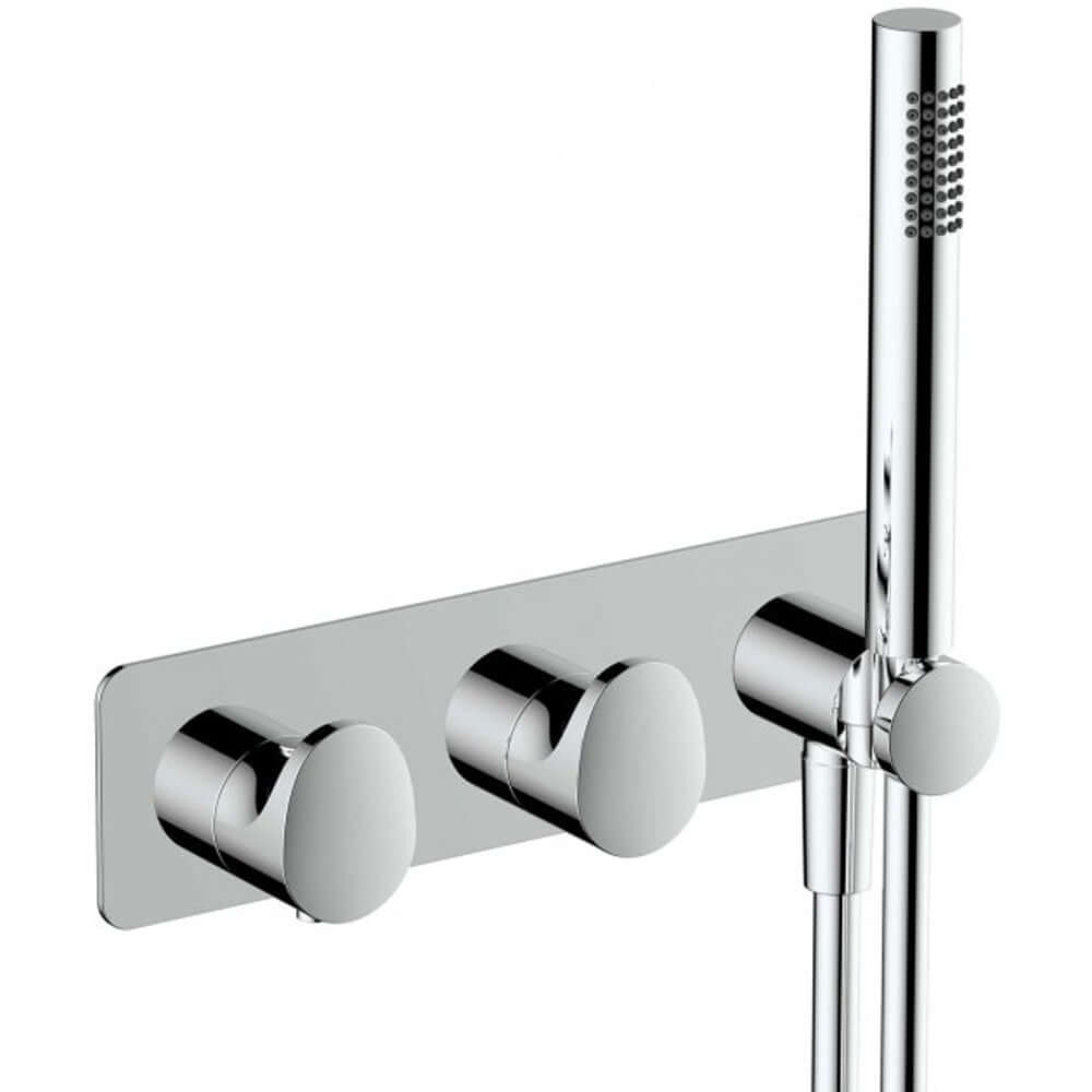 RAK Ceramics Horizontal Dual Outlet Thermostatic Concealed Shower Valve with Handset