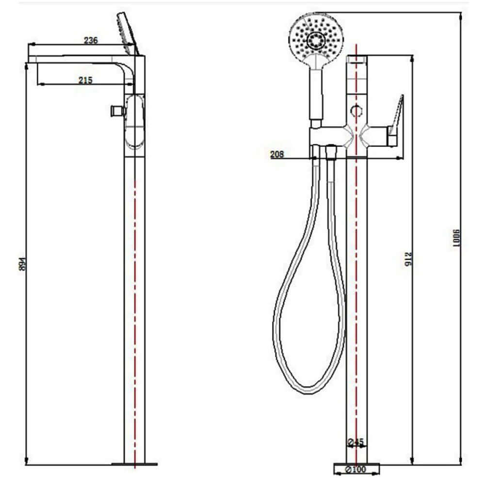 RAK Petit Round Floorstanding Bath Shower Mixer Tap