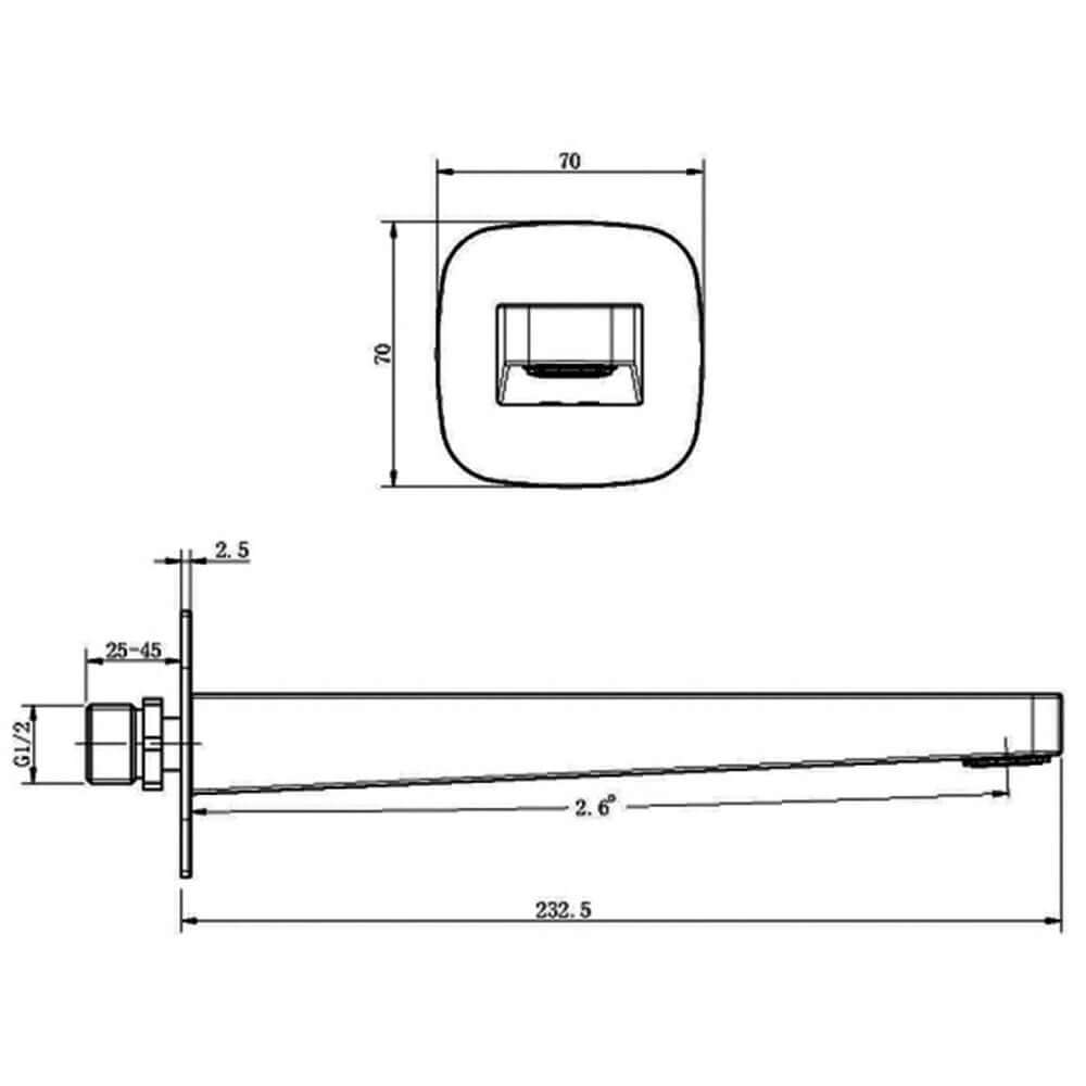 RAK Petit Square Wall Mounted Bath Spout