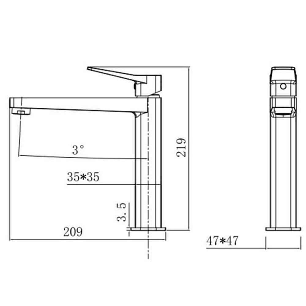 RAK Petit Square Medium Height Basin Mixer Tap