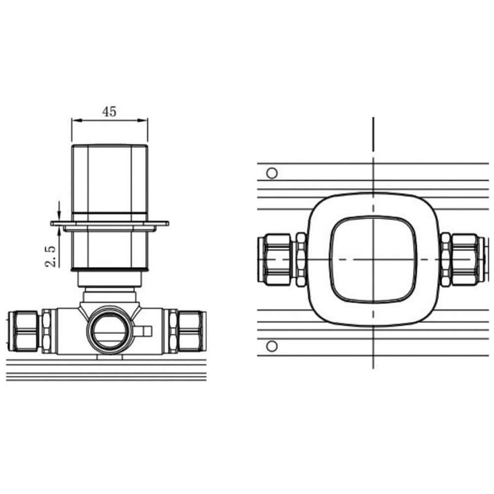 RAK Petit Square Concealed Diverter For Dual Outlet