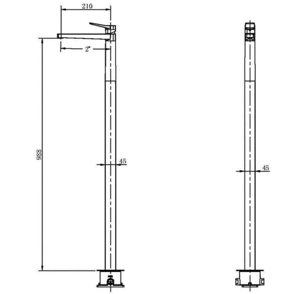 RAK Petit Square Floor Standing Basin Mixer Tap