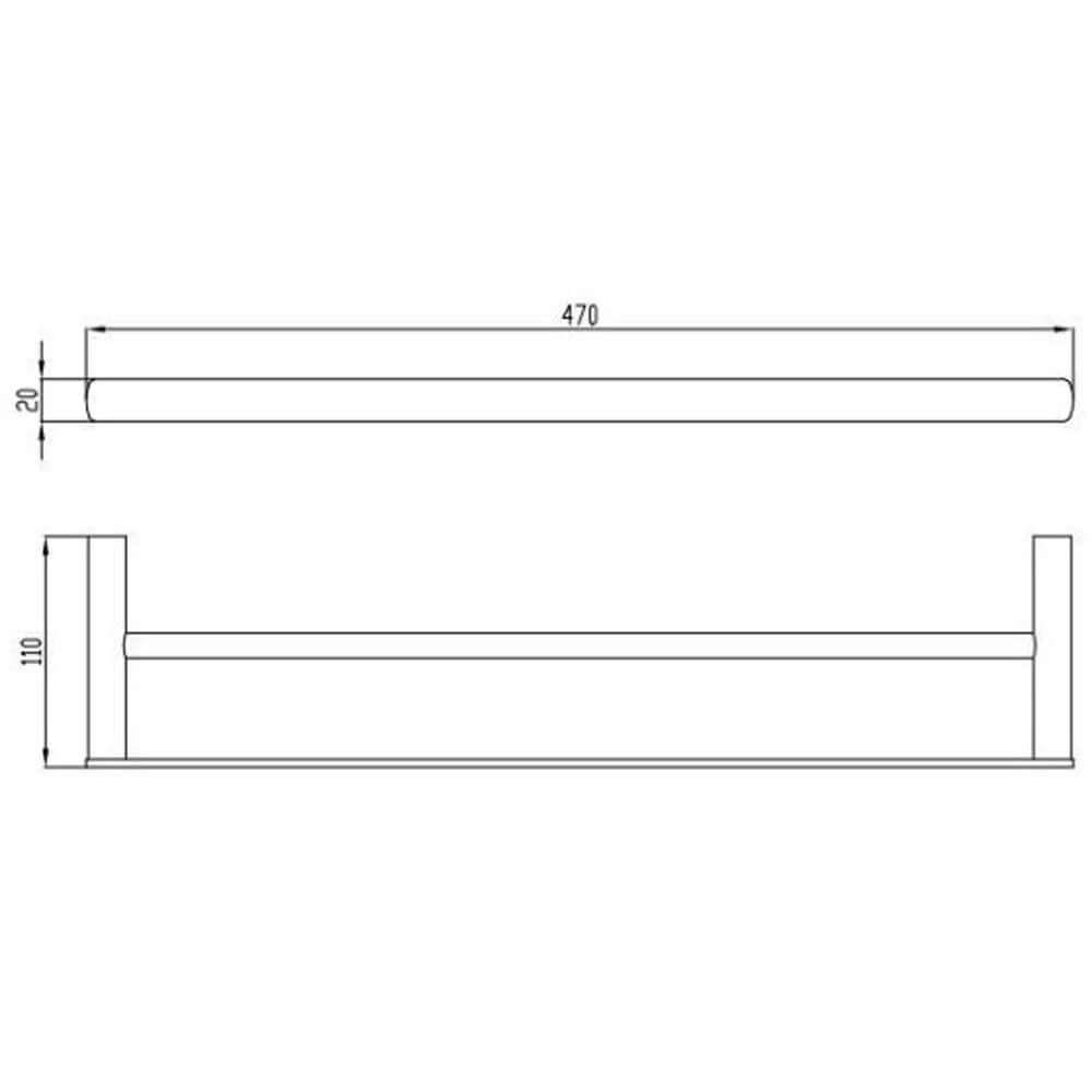 RAK Petit 450mm Square Double Towel Bar