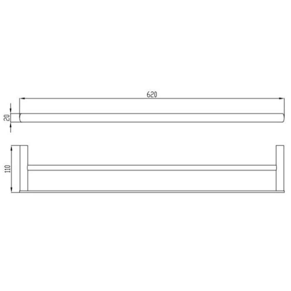 RAK Petit 600mm Square Double Towel Bar