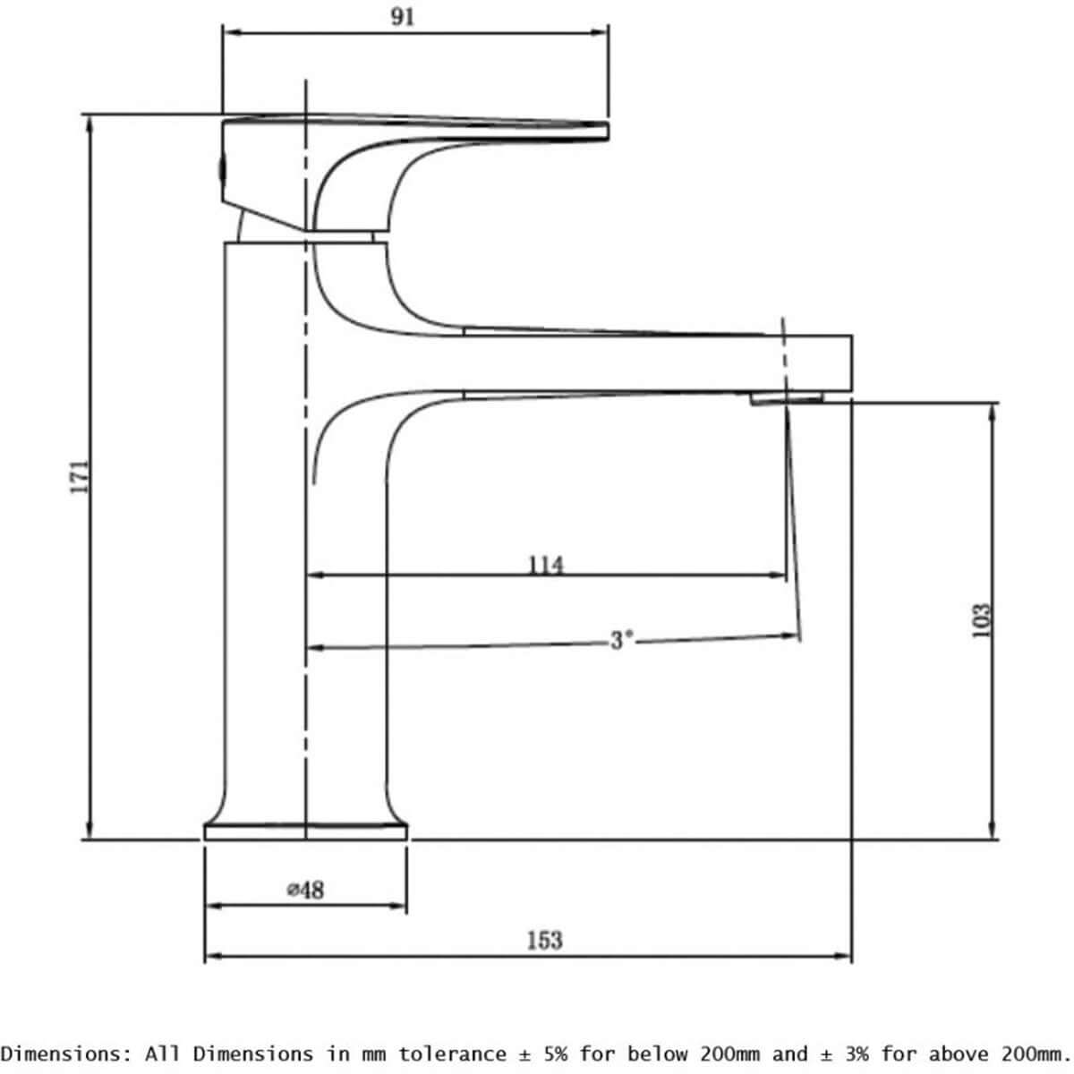 RAK Portofino Standard Basin Mixer Tap Without Waste