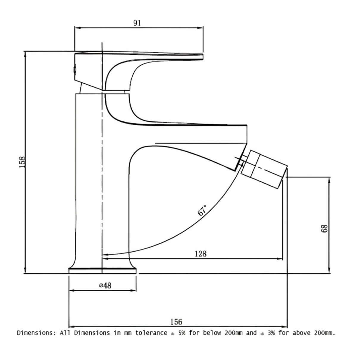 RAK Portofino Mono Bidet Mixer Tap