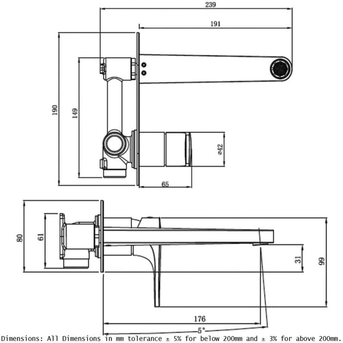RAK Portofino Wall Mounted Basin Mixer Tap