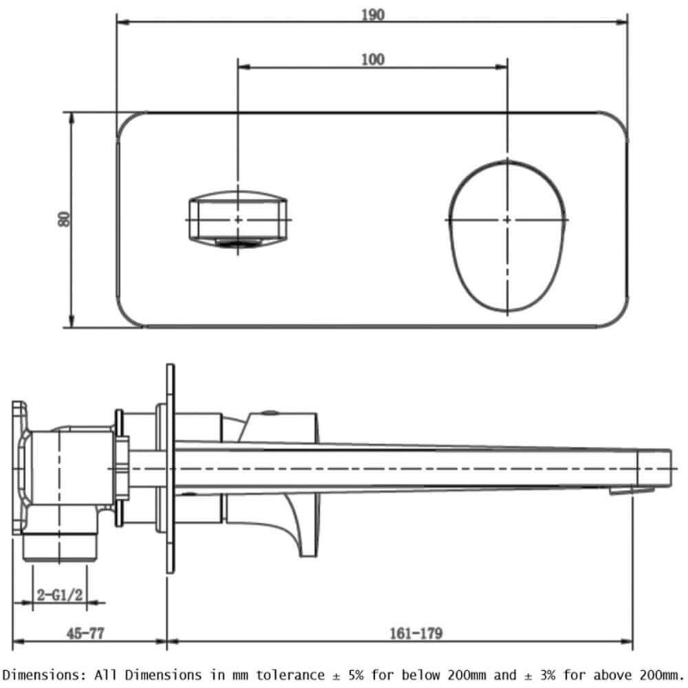 RAK Positano Wall Mounted Basin Mixer Tap