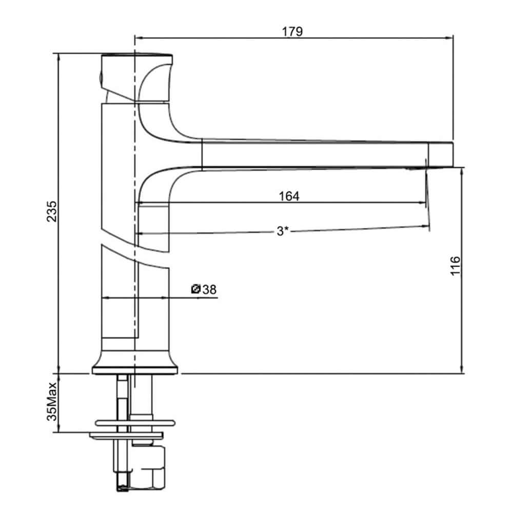 RAK Positano Mid Height Basin Mixer Tap