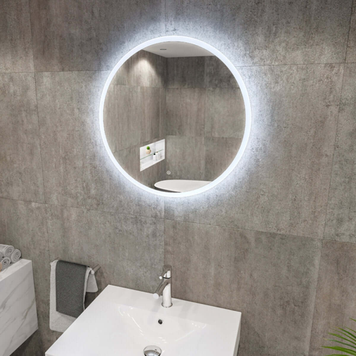 RAK Scorpio Round Illuminated Bathroom Touch Mirror