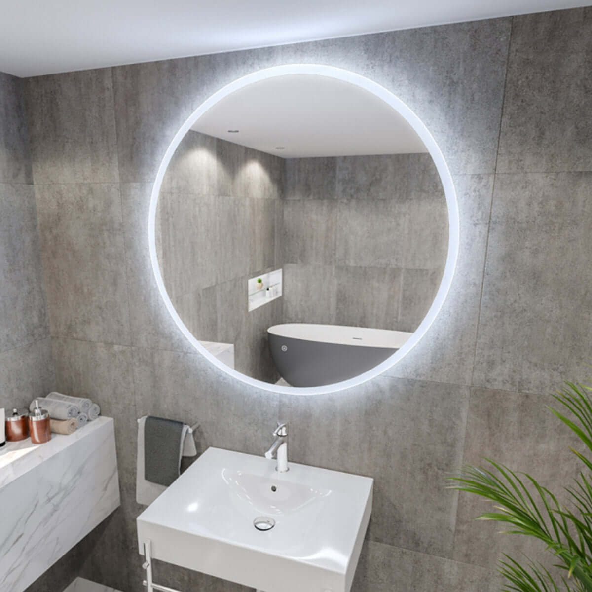 RAK Scorpio Round Illuminated Bathroom Touch Mirror