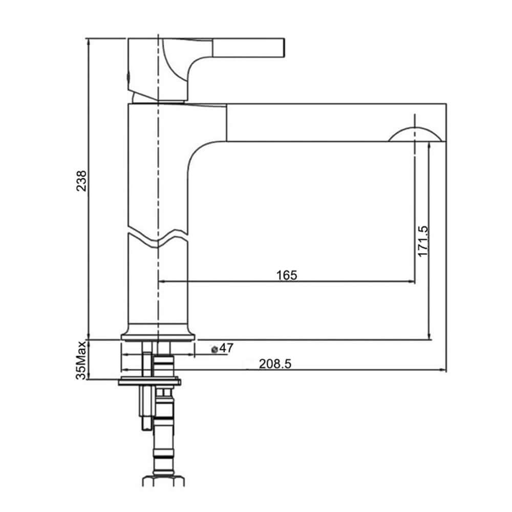 RAK Sorrento Mid Height Basin Mixer Tap