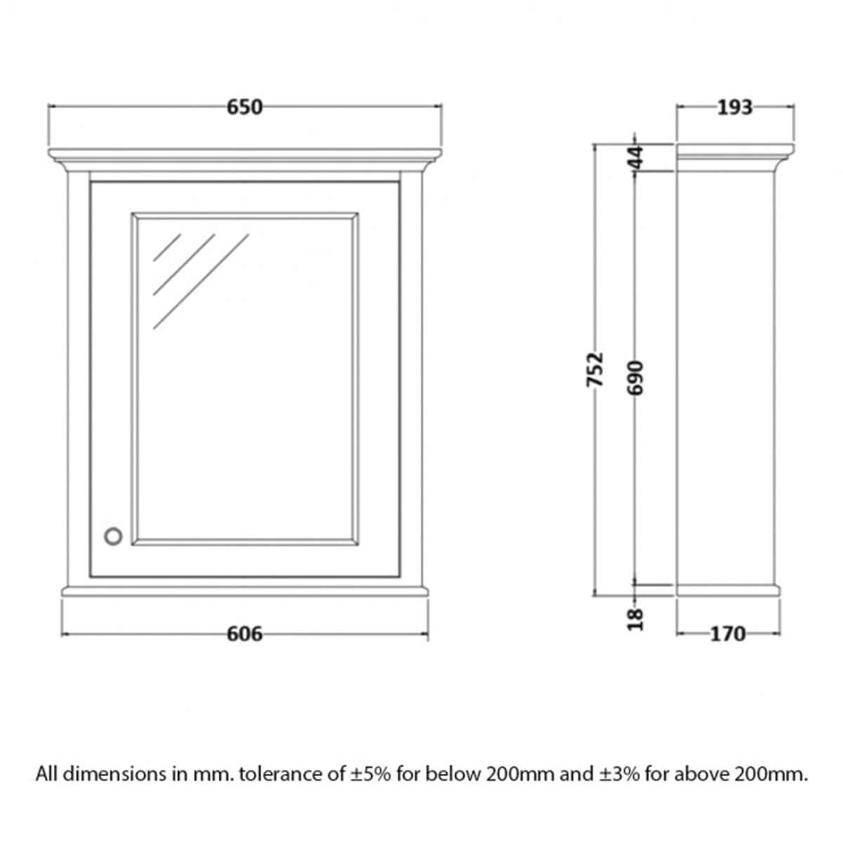 RAK Washington 600mm Bathroom Mirror Cabinet