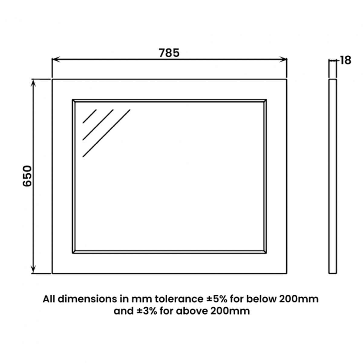 RAK Washington 800mm Flat Bathroom Mirror