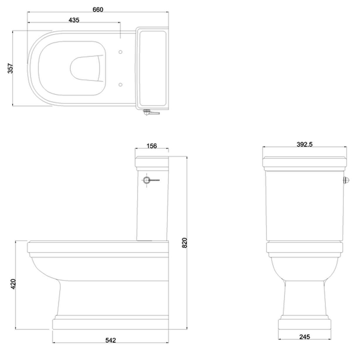 Burlington Riviera Close Coupled Full Back-to-Wall Toilet Pan and Cistern