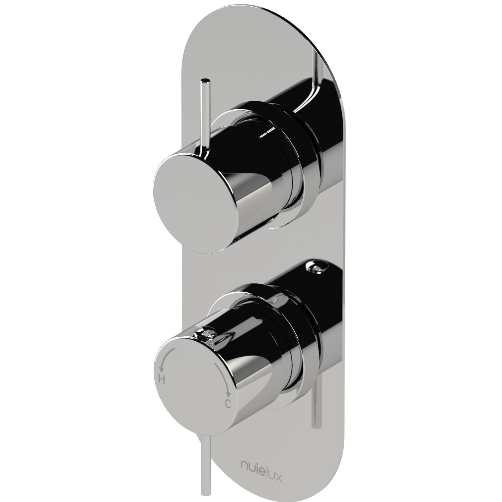 Nuie lux Riven Chrome Twin Thermostatic Shower Valve With Diverter