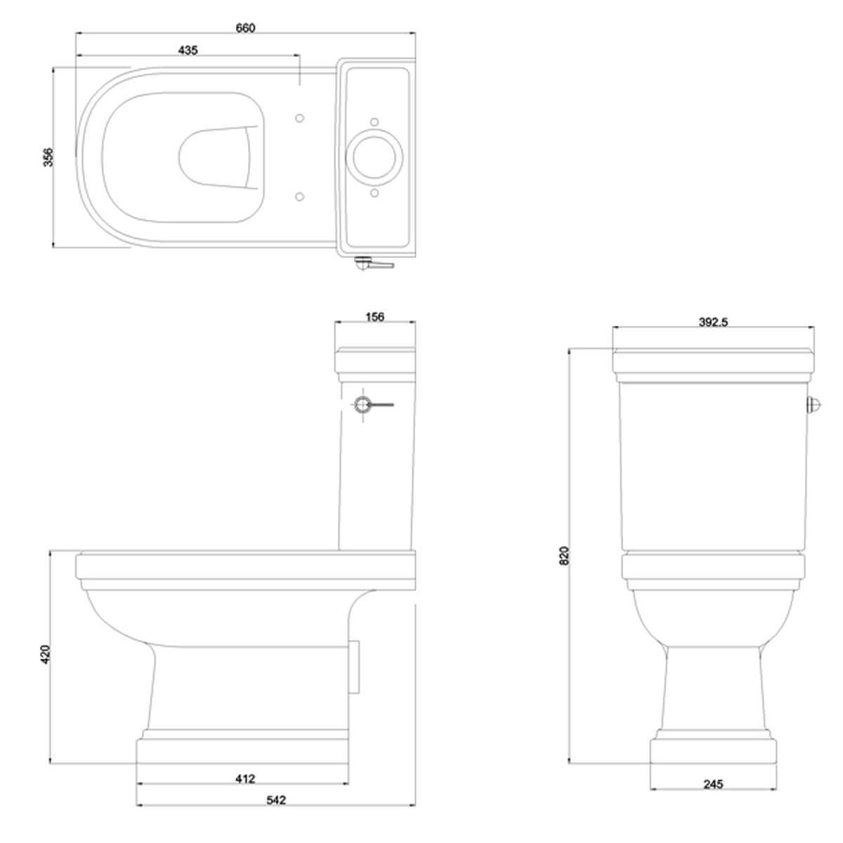 Burlington Riviera White Close-Coupled Open-Back Pan and Cistern