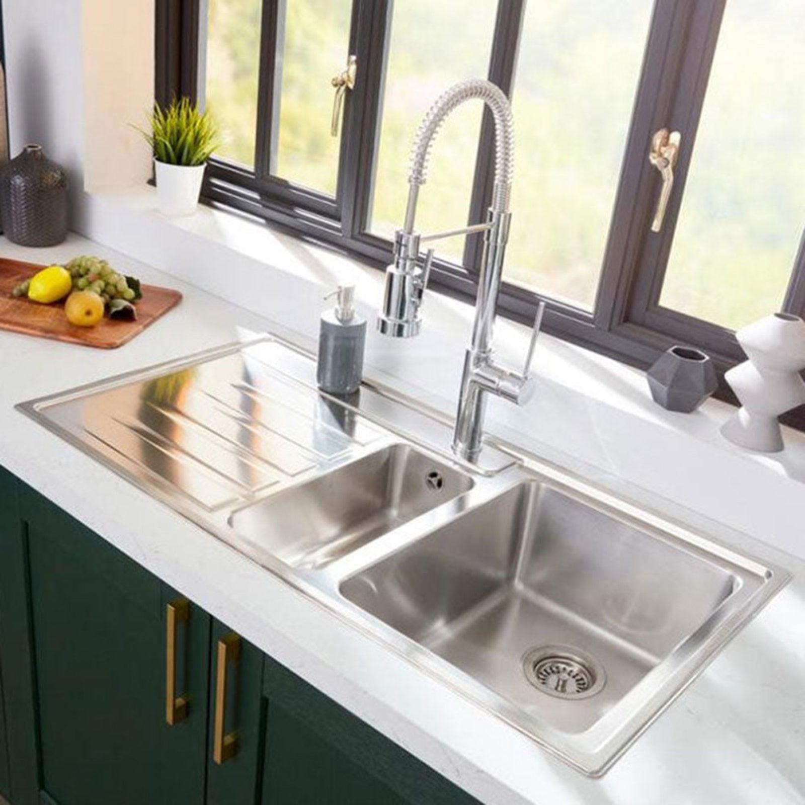 Rangemaster Rockford 1.5 Bowl Stainless Steel Kitchen Sink & Waste RHD