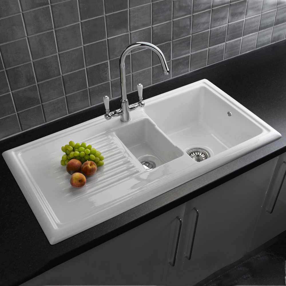 Reginox 1.5 Bowl White Ceramic Reversible Kitchen Sink & Waste RL301CW