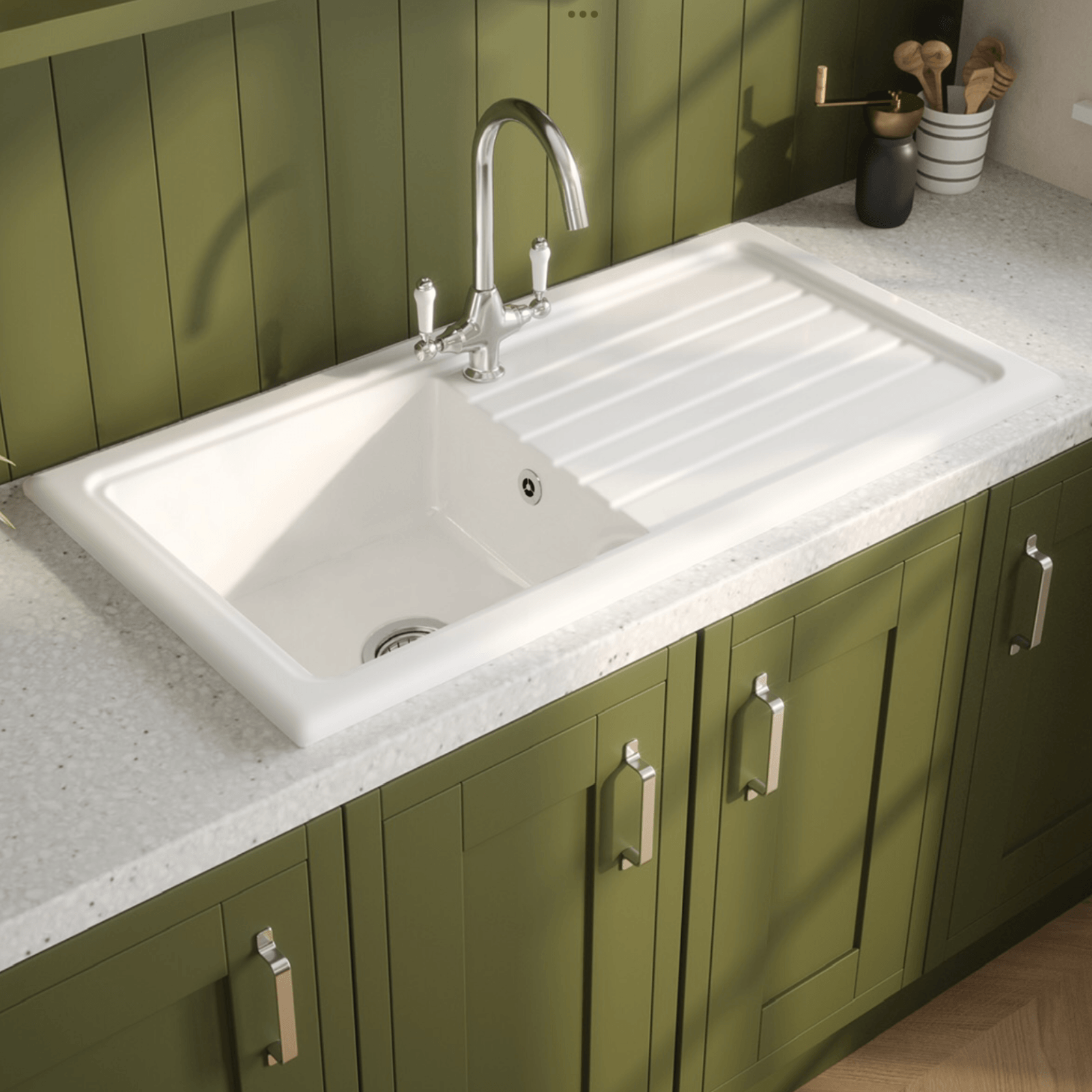 Reginox 1.0 & 1.5 Bowl White Ceramic Kitchen Sink & Waste RL30 II Series
