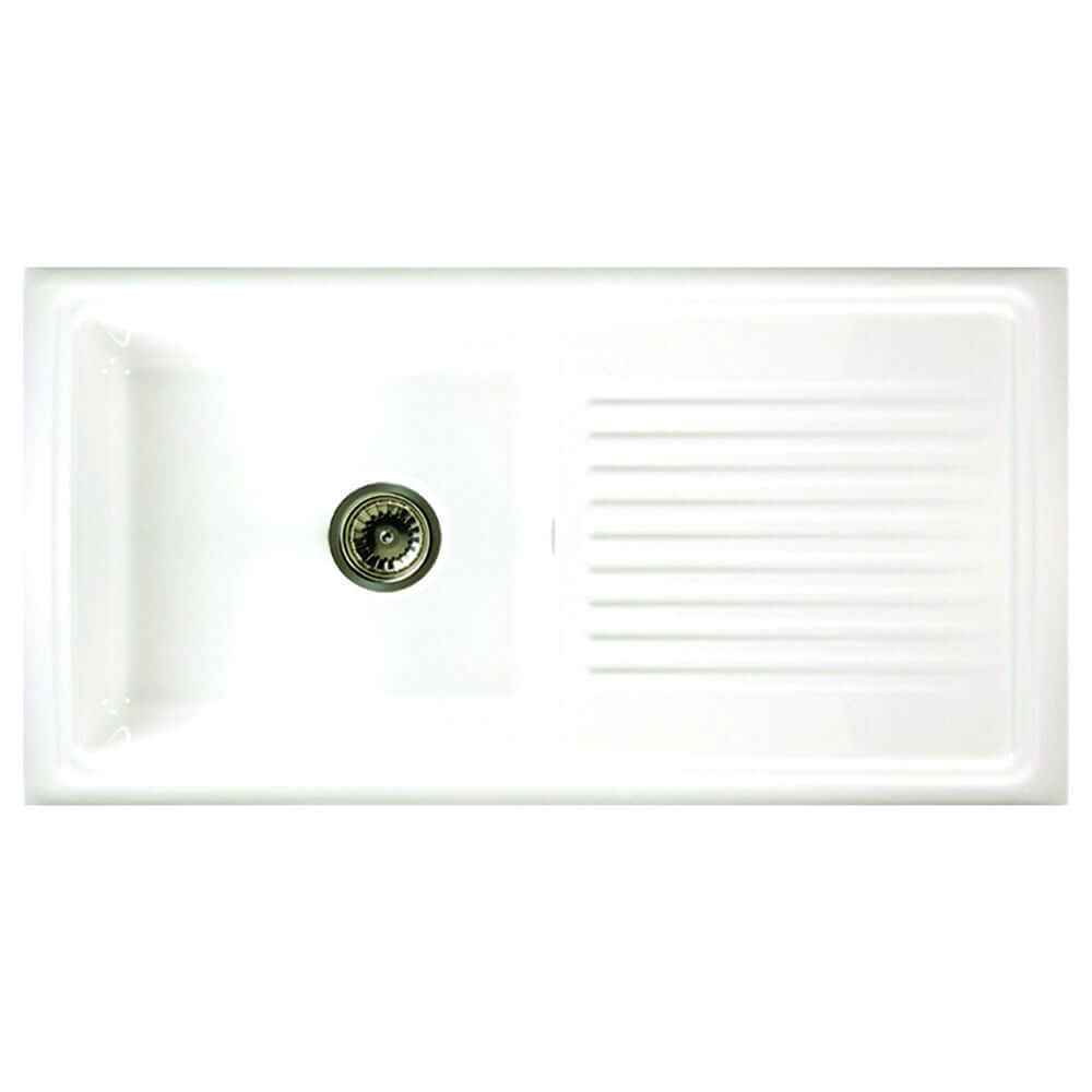 Reginox 1.0 Bowl White Ceramic Reversible Kitchen Sink & Waste RL304CW