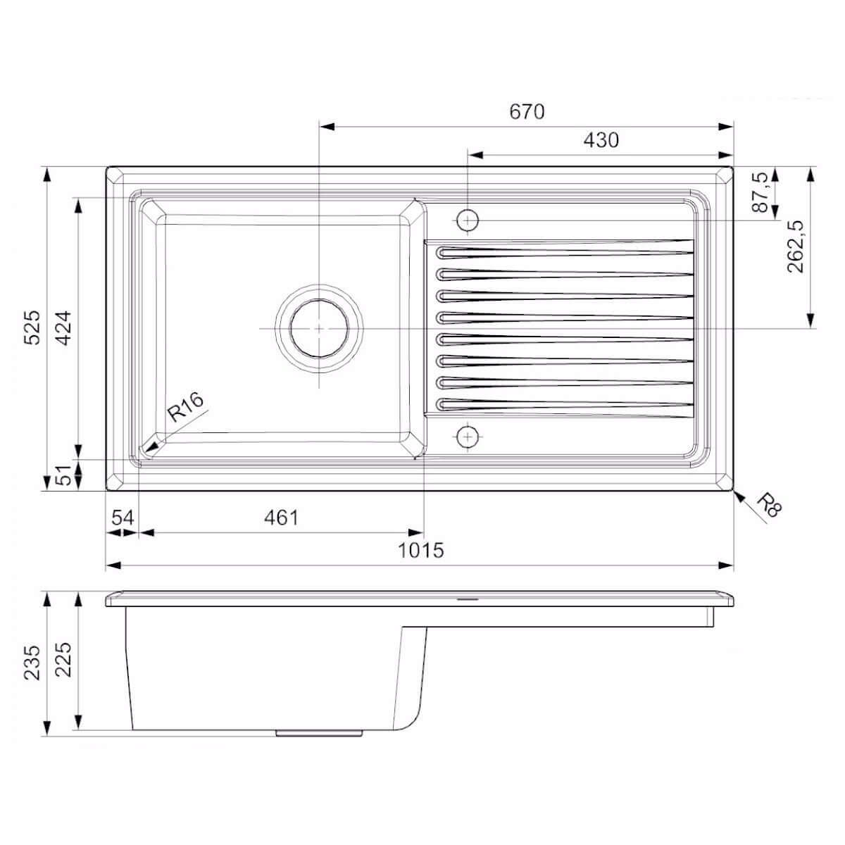 Reginox 1.0 Bowl White Ceramic Reversible Kitchen Sink & Waste RL304CW