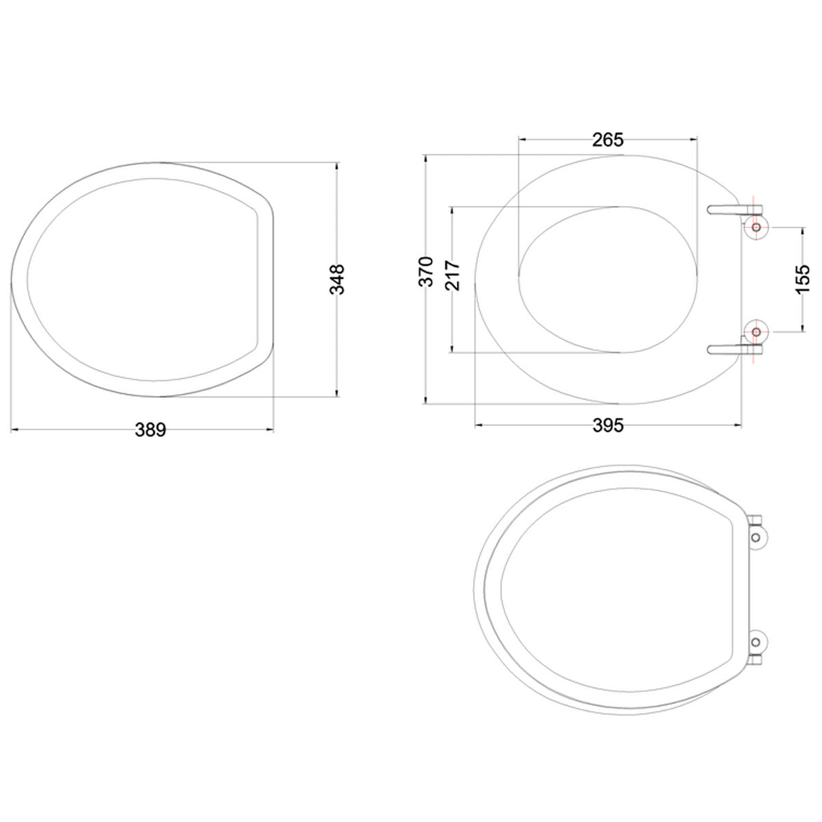 Burlington Gloss White Standard Toilet Seat Without Handles
