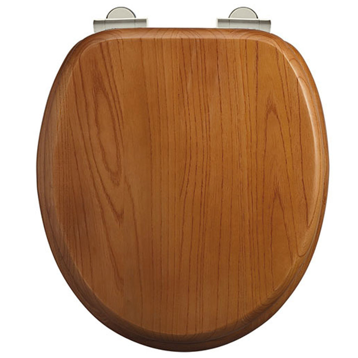 Burlington Wooden Oak Soft Close Toilet Seat Without Handles