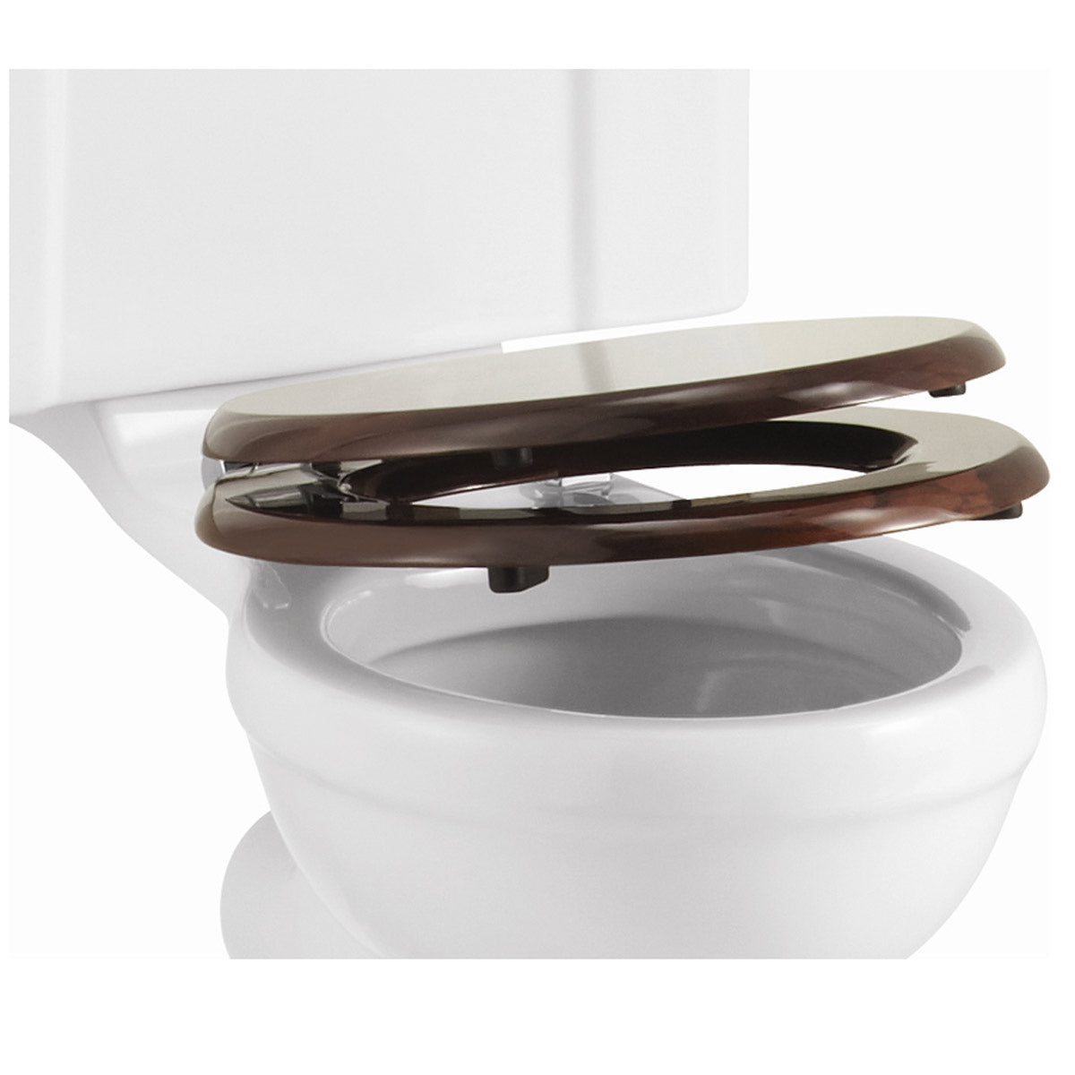 Burlington Wooden Mahogany Soft Close Toilet Seat with Handles