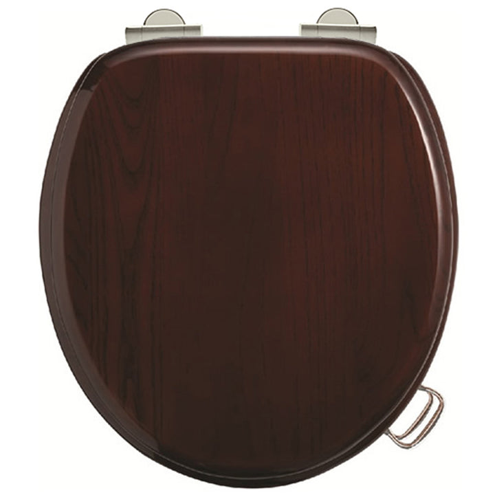 Burlington Wooden Mahogany Soft Close Toilet Seat with Handles