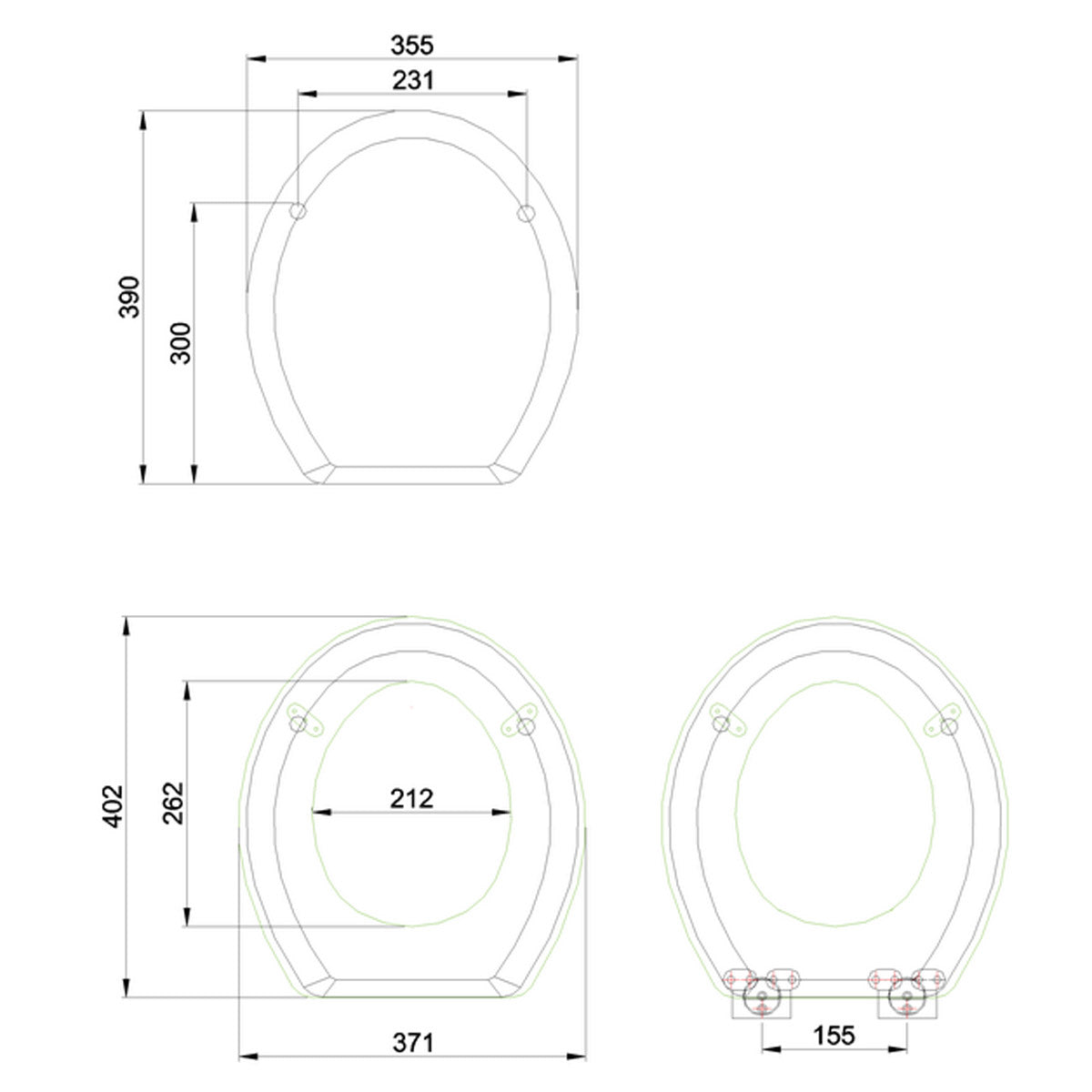 Burlington Matt Black Soft Close Toilet Seat Without Handles