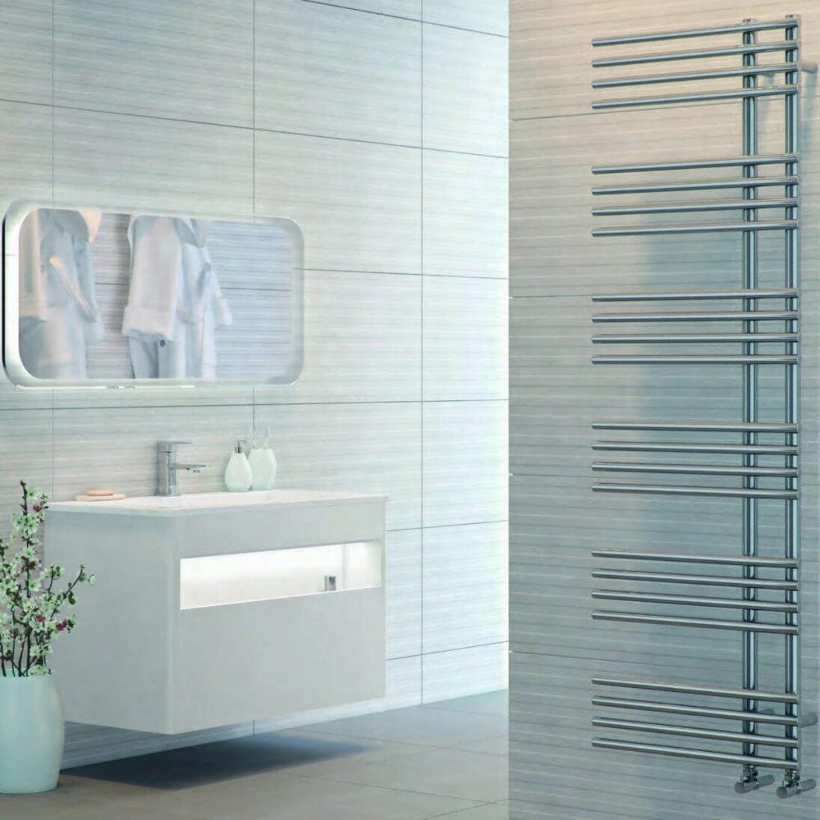 RAK Sagrada 1000x500mm Chrome 200W Straight Designer Heated Towel Rail SAG5001000C
