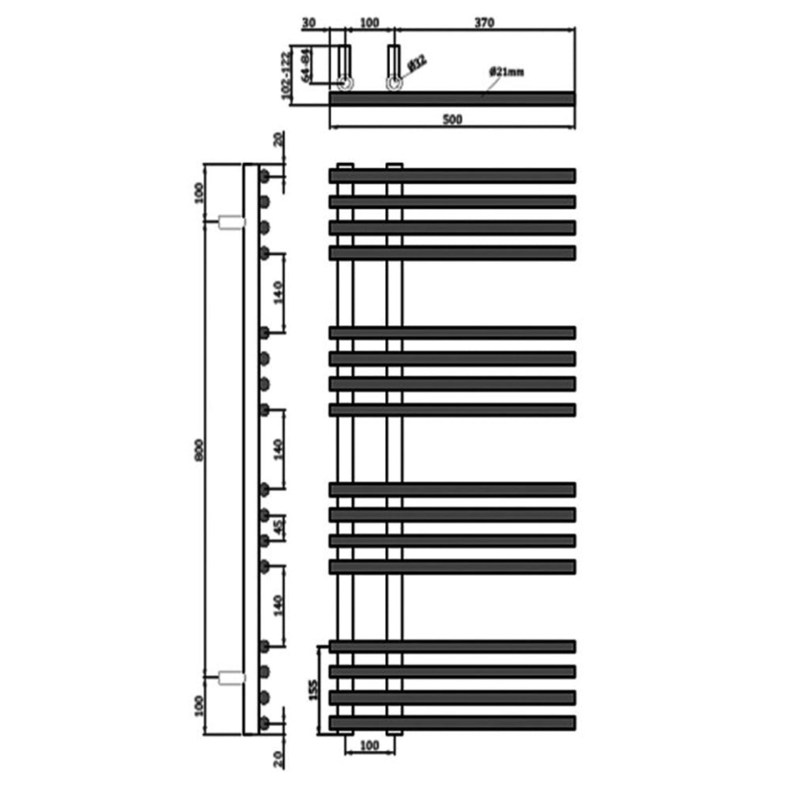 RAK Sagrada 1000x500mm Chrome 200W Straight Designer Heated Towel Rail SAG5001000C