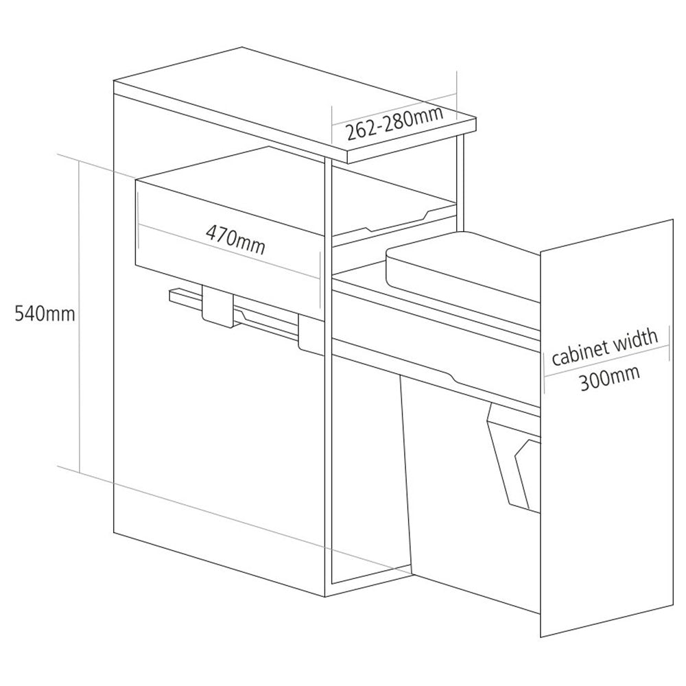 Caple Side/Decor Mounted 29L Single Kitchen Waste Bin for 300mm Cabinets