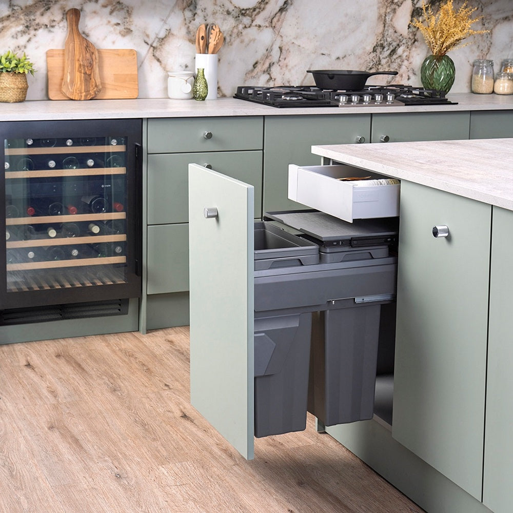 Caple Side/Decor Mounted 66L (2x33L) Dual Kitchen Waste Bin for 450mm Cabinets